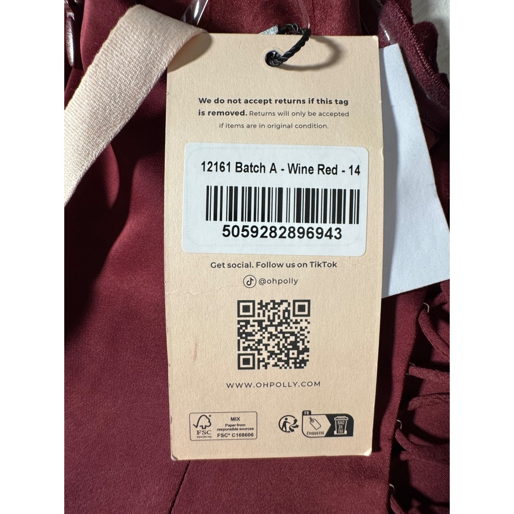 Oh Polly Burgundy Strapless Corset Midi Dress Velvet Bust Lace Up Back US 10 New - Picture 9 of 9